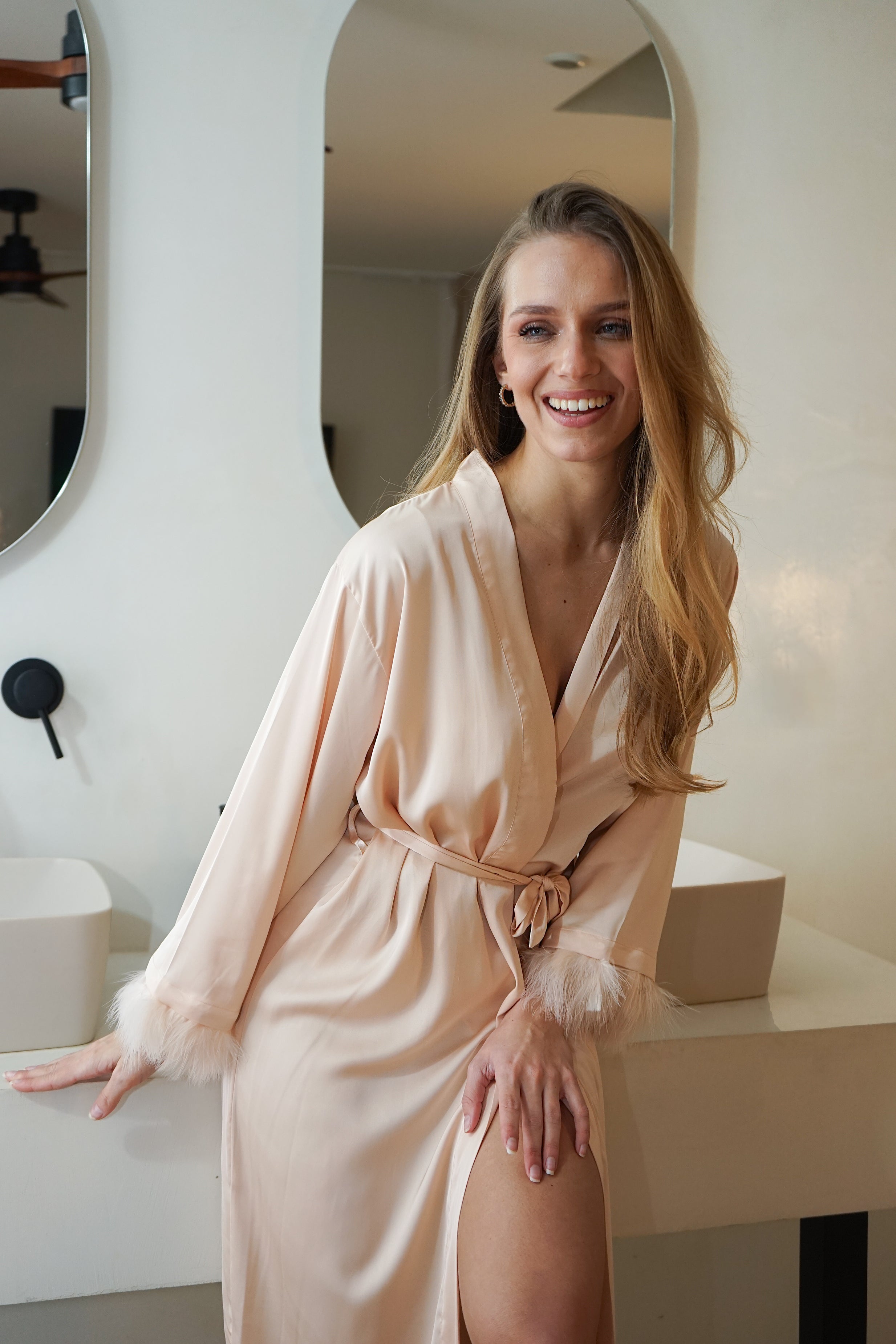 Peignoir A Plumes Champagne