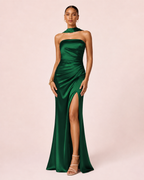 Sia - Robe Bustier En Satin Vert Emeraude