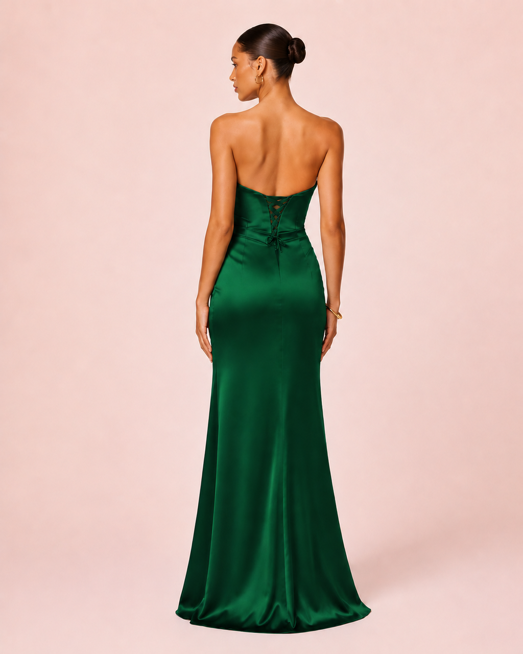 Sia - Robe Bustier En Satin Vert Emeraude