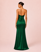 Sia - Robe Bustier En Satin Vert Emeraude