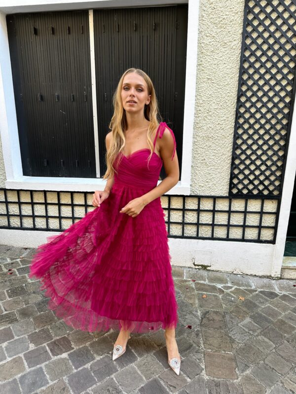 Robe en tulle framboise