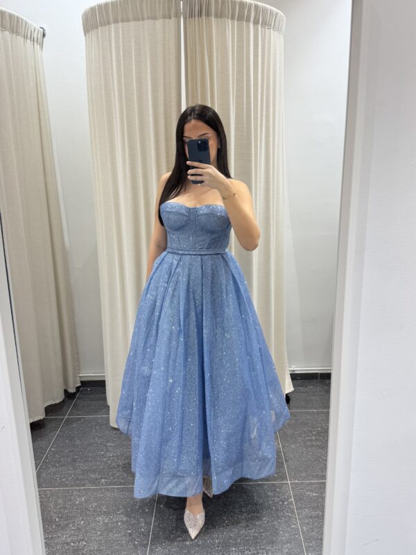 Robe bustier bleue pailletée